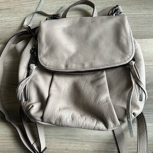 Aimee Kestenberg Beige/Gray Leather Backpack w/ shoulder strap